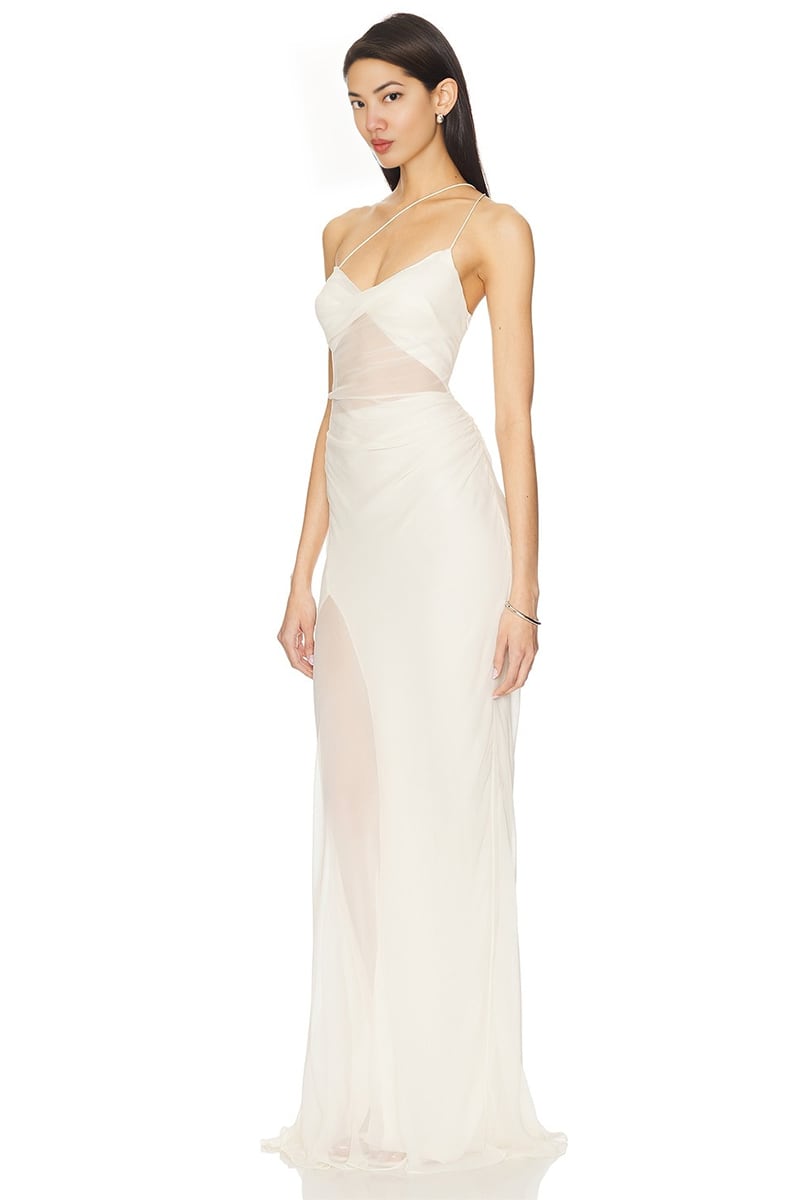 Celestia Strappy Chiffon Gown | Jewelclues #color_ivory