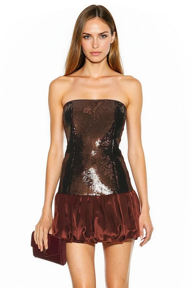 Celestial Charm Sequin Bubble Mini Dress