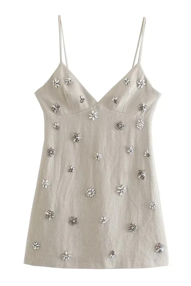 Charming Instinct Rhinestone Trim Mini Dress | Jewelclues