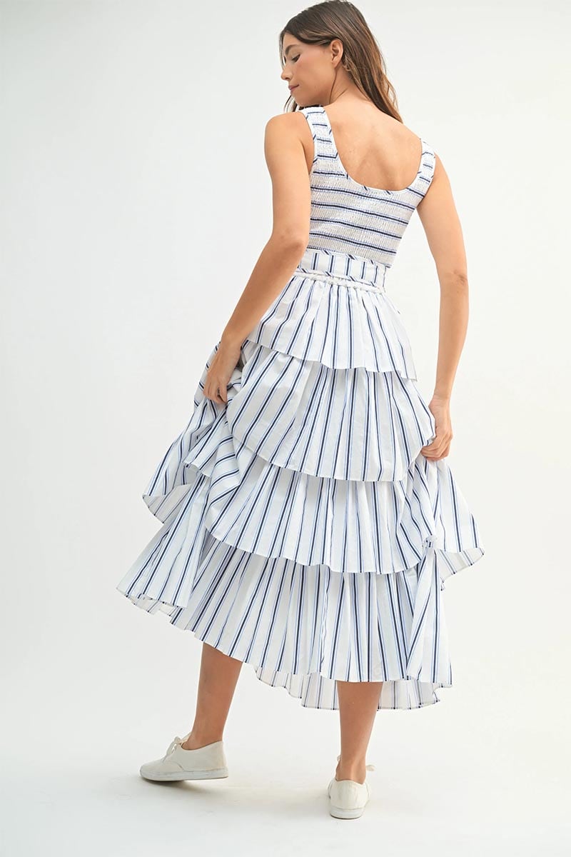 Chic Elegance Tiered Midi Dress | Jewelclues