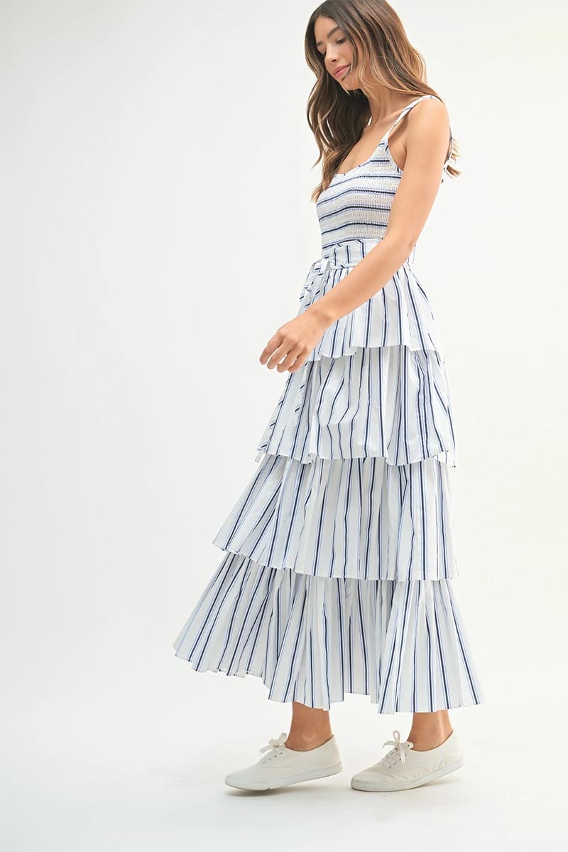Chic Elegance Tiered Midi Dress | Jewelclues