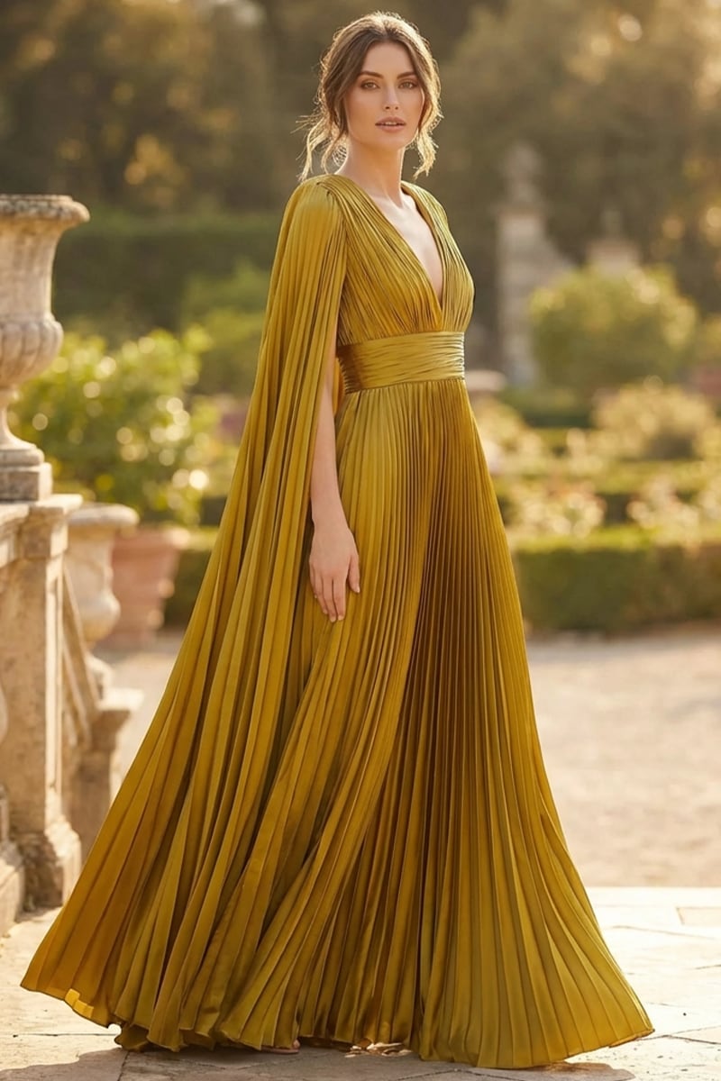 Cleopatra Pleated Satin Gown | JewelClues