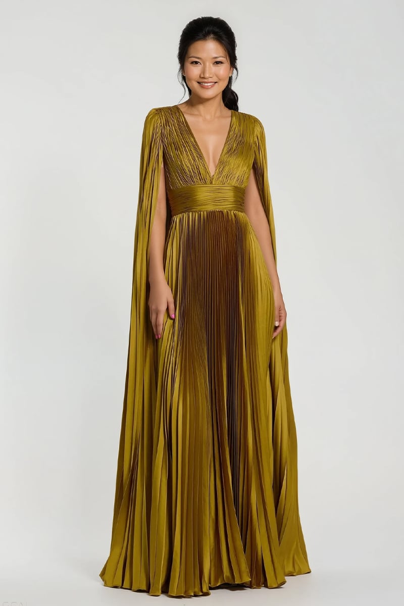 Cleopatra Pleated Satin Gown | JewelClues