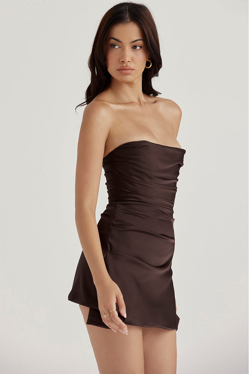 Cocktail Romance Strapless Mini Dress | Jewelclues | #color_chocolate