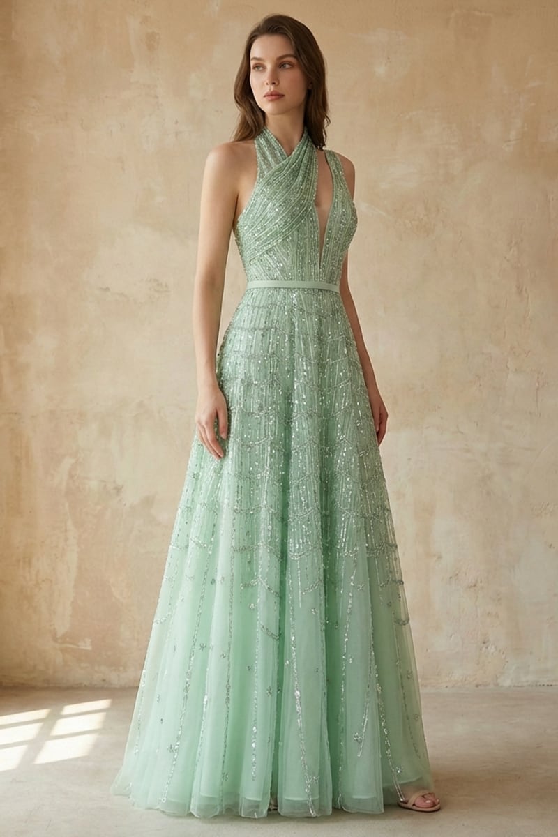 Colette Beaded Embellished Gown | JewelClues #color_mint
