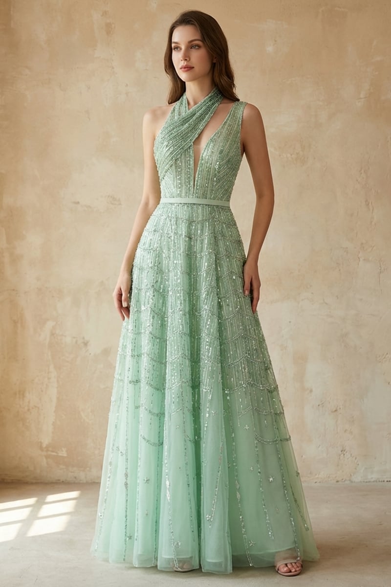 Colette Beaded Embellished Gown | JewelClues #color_mint
