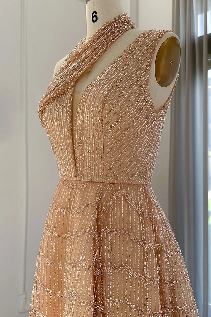 Colette Beaded Embellished Gown | JewelClues #color_champagne