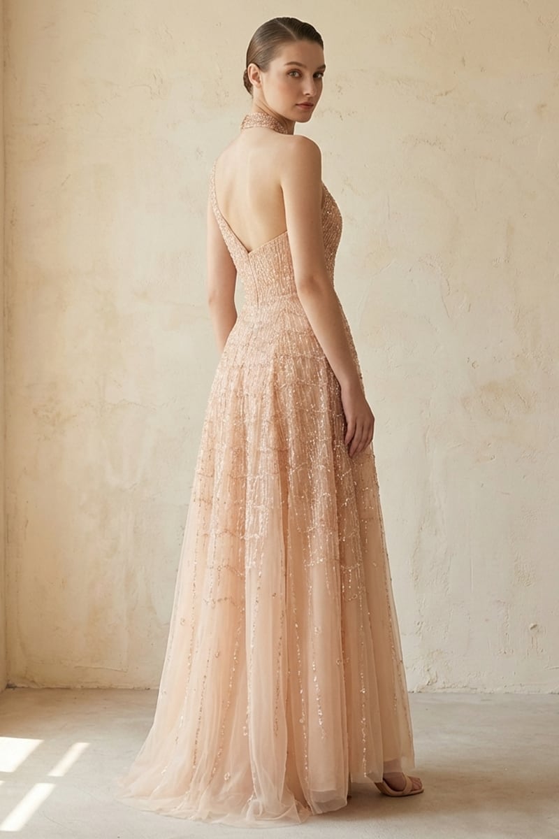 Colette Beaded Embellished Gown | JewelClues #color_champagne