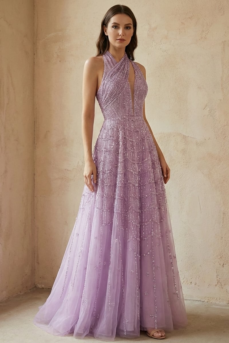 Colette Beaded Embellished Gown | JewelClues #color_lilac