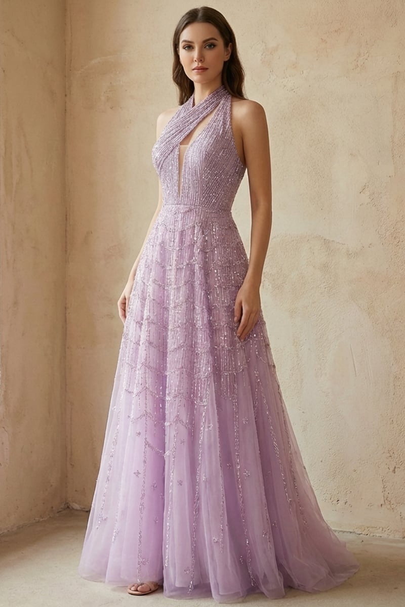 Colette Beaded Embellished Gown | JewelClues #color_lilac