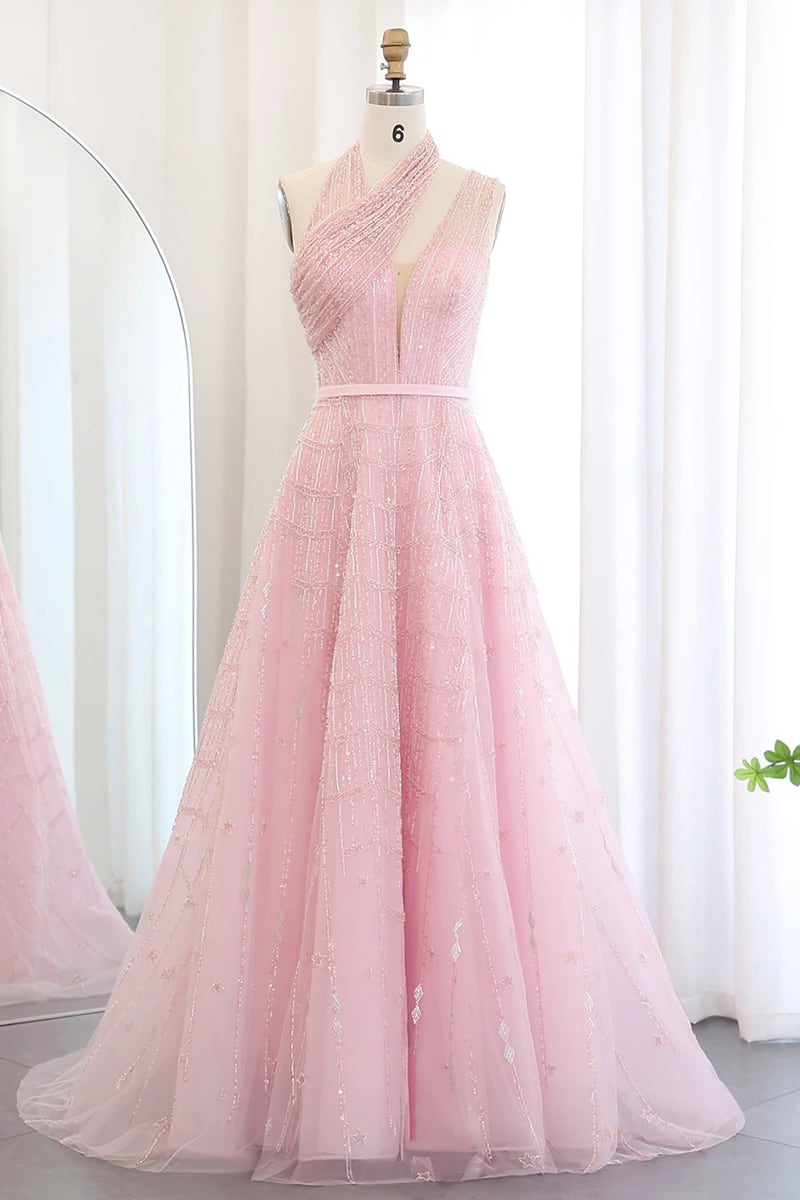 Colette Beaded Embellished Gown | JewelClues #color_pink