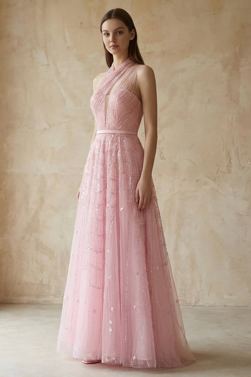 Colette Beaded Embellished Gown | JewelClues #color_pink