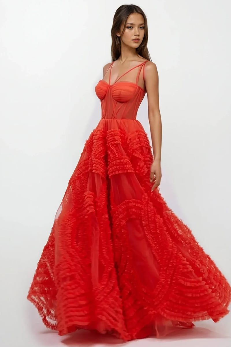 Coralie Ruffled Tulle Couture Gown | Jewelclues