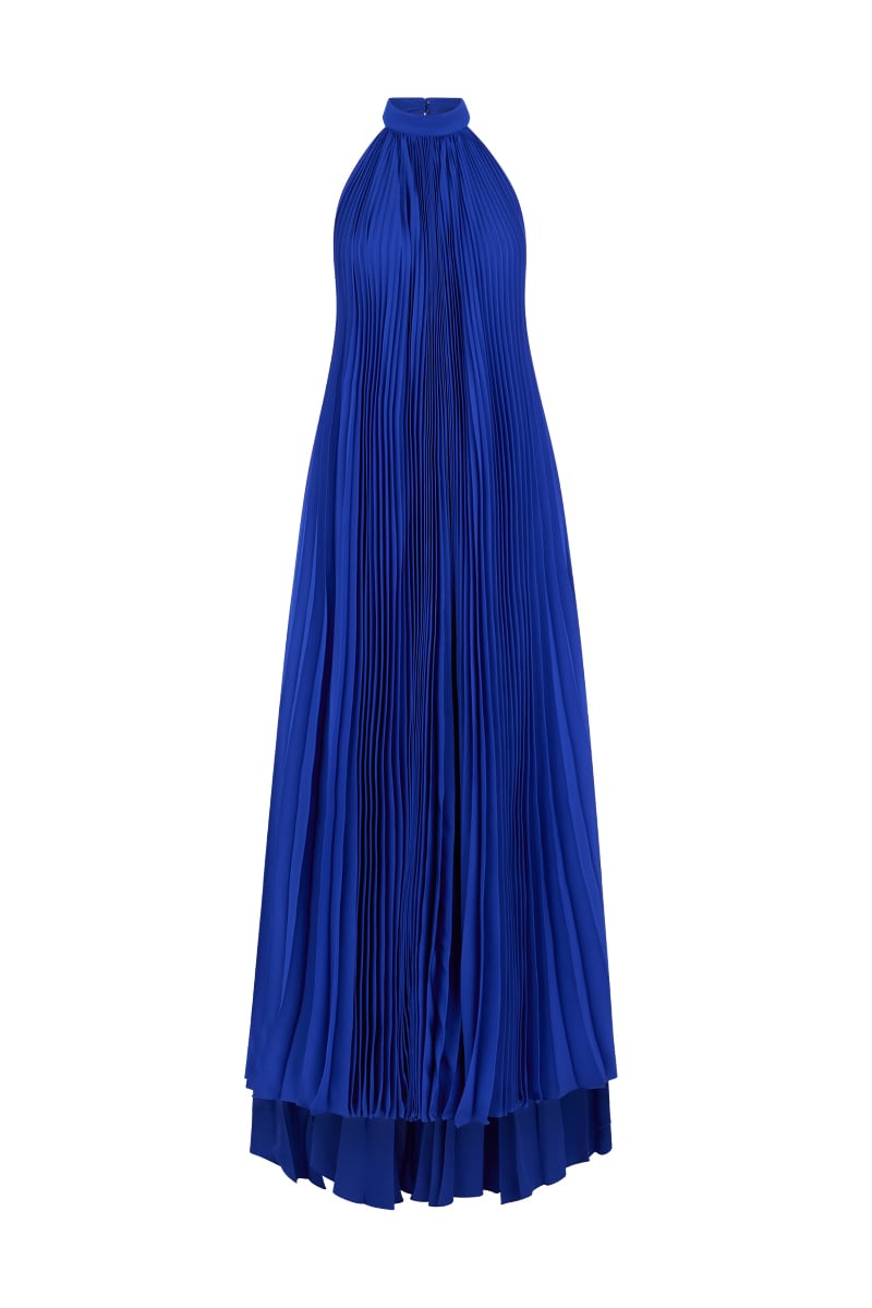 Cyane Pleated Halter Maxi Dress | JewelClues