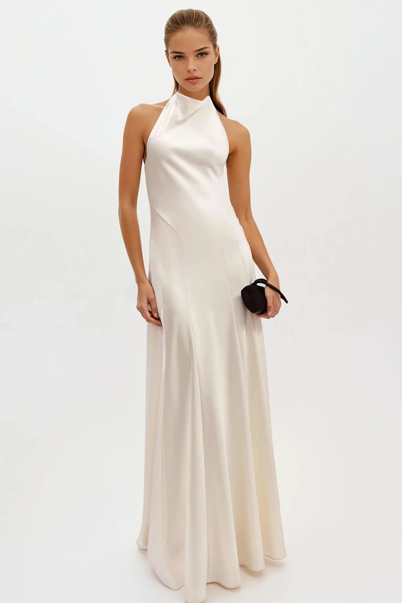 Daphne Backless Satin Gown | Jewelclues