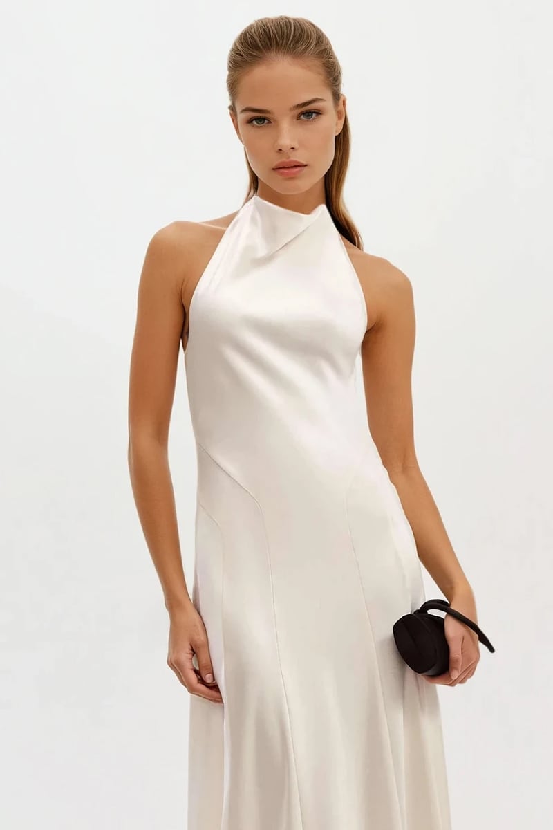 Daphne Backless Satin Gown | Jewelclues