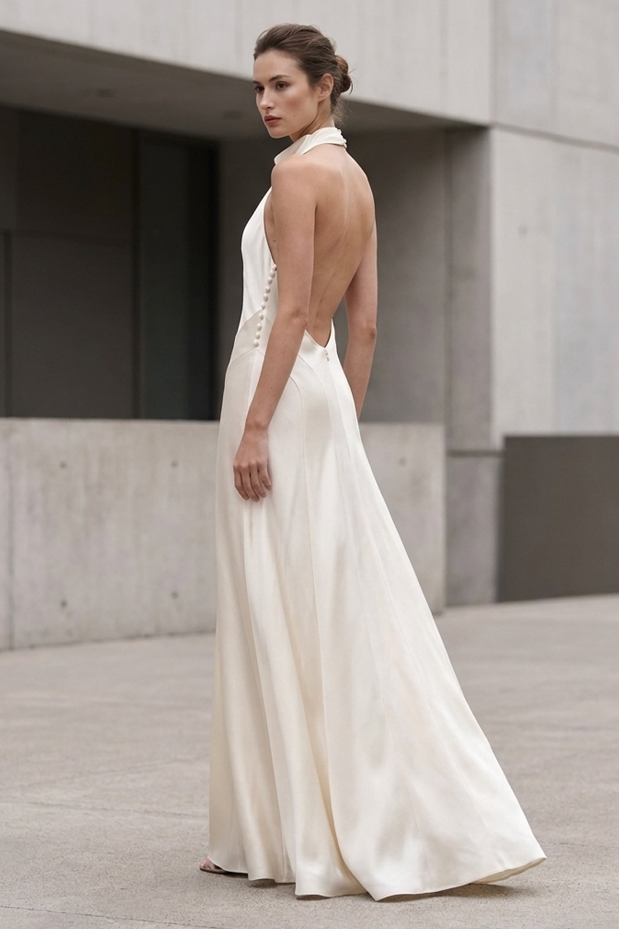 Daphne Backless Satin Gown | JewelClues