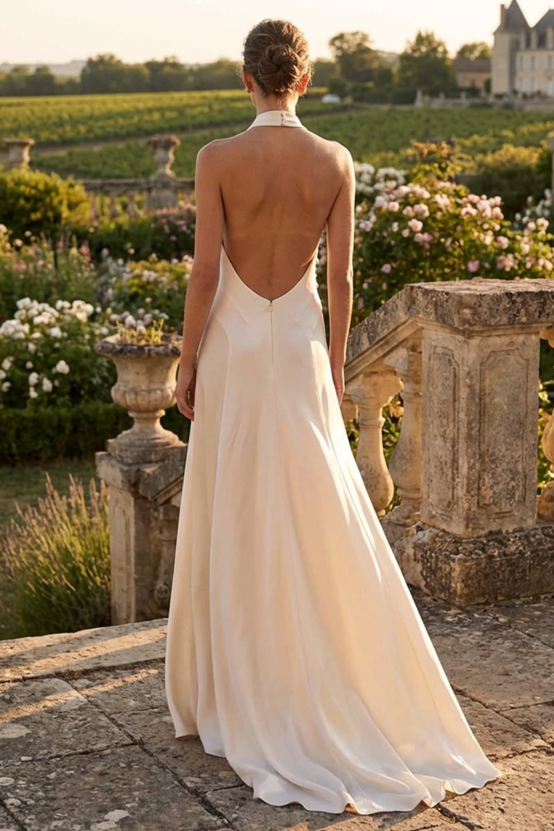 Daphne Backless Satin Gown | Jewelclues