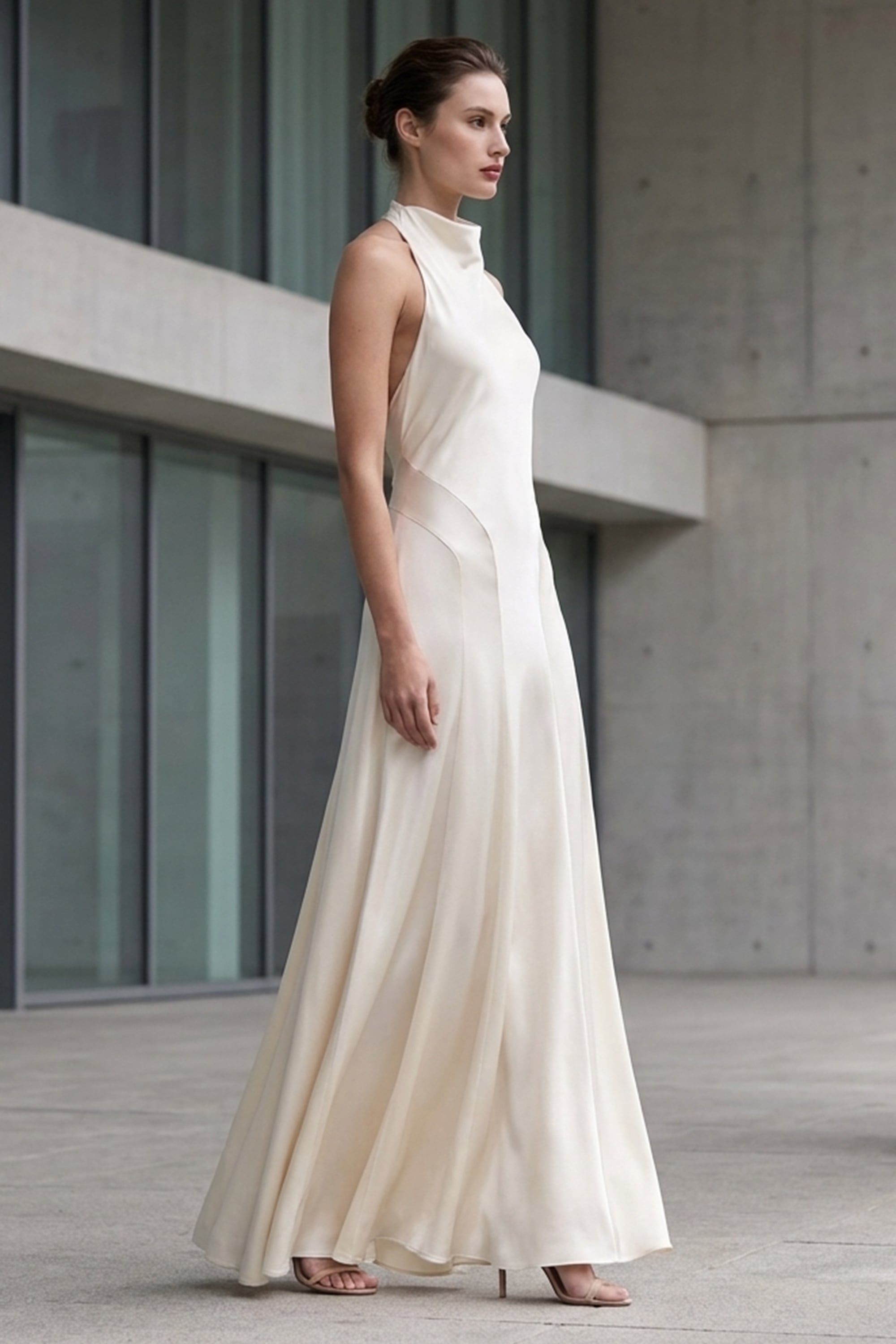 Daphne Backless Satin Gown | JewelClues