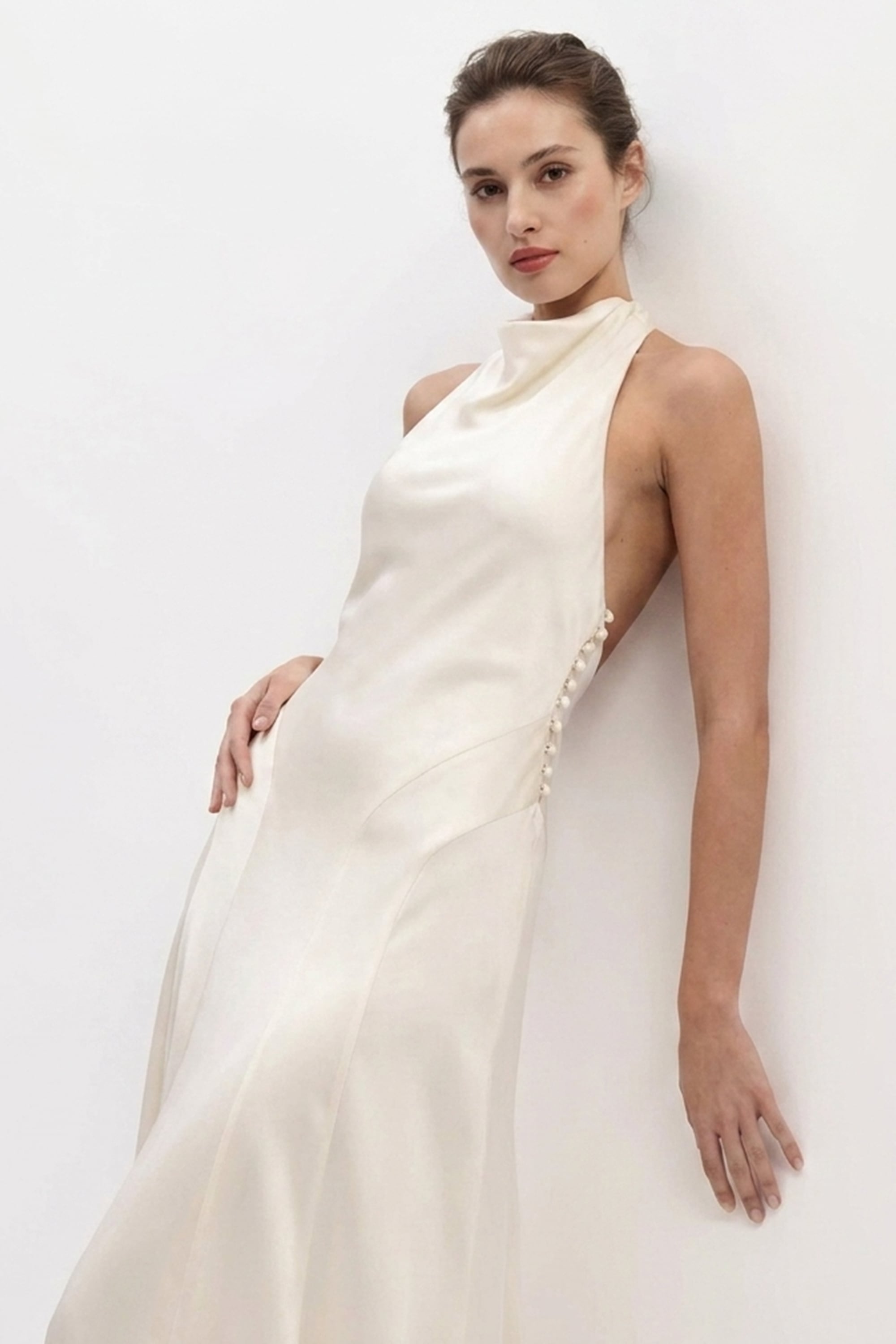 Daphne Backless Satin Gown | JewelClues