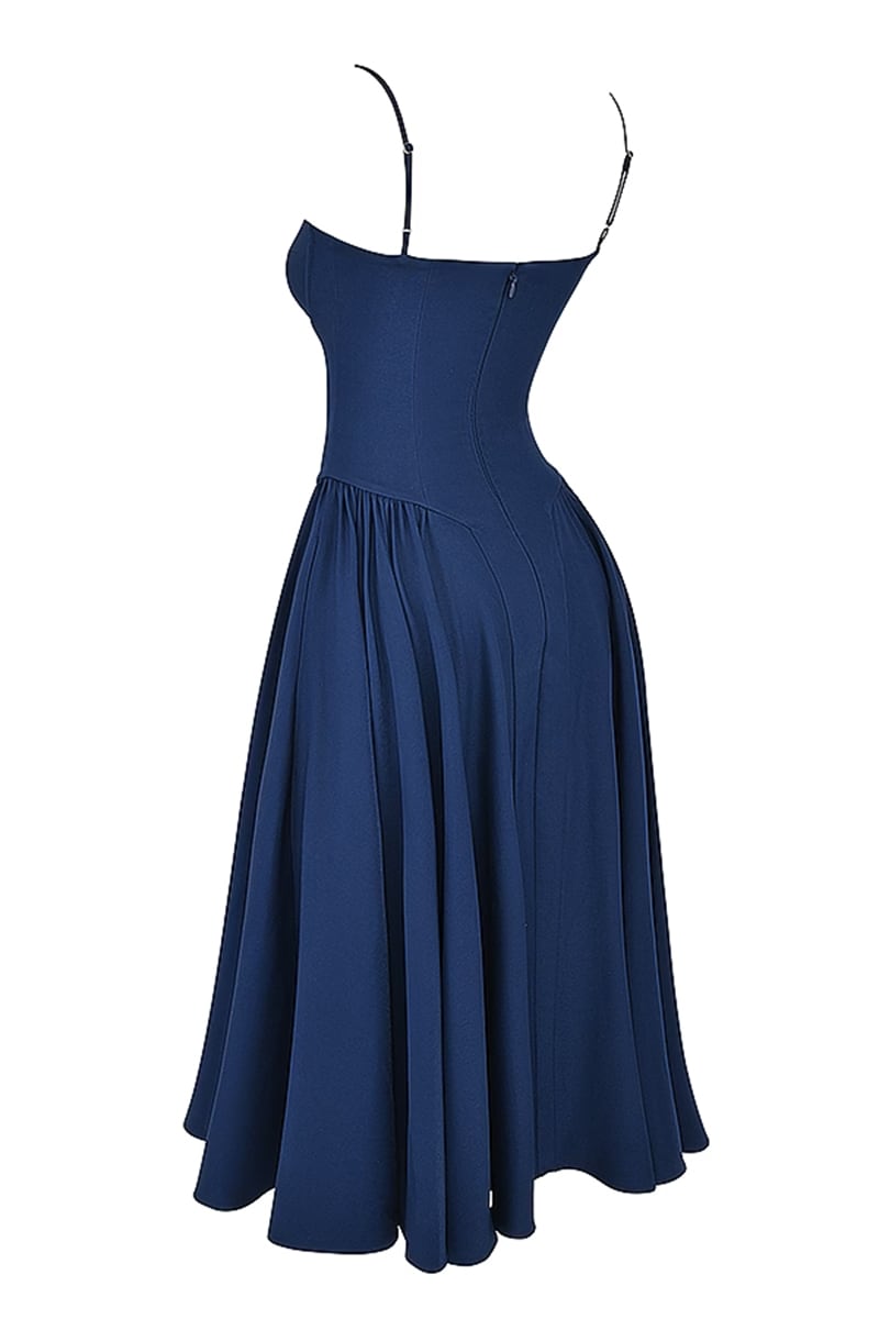Daydreamer Tea-Length Navy Midi Dress - Jewelclues