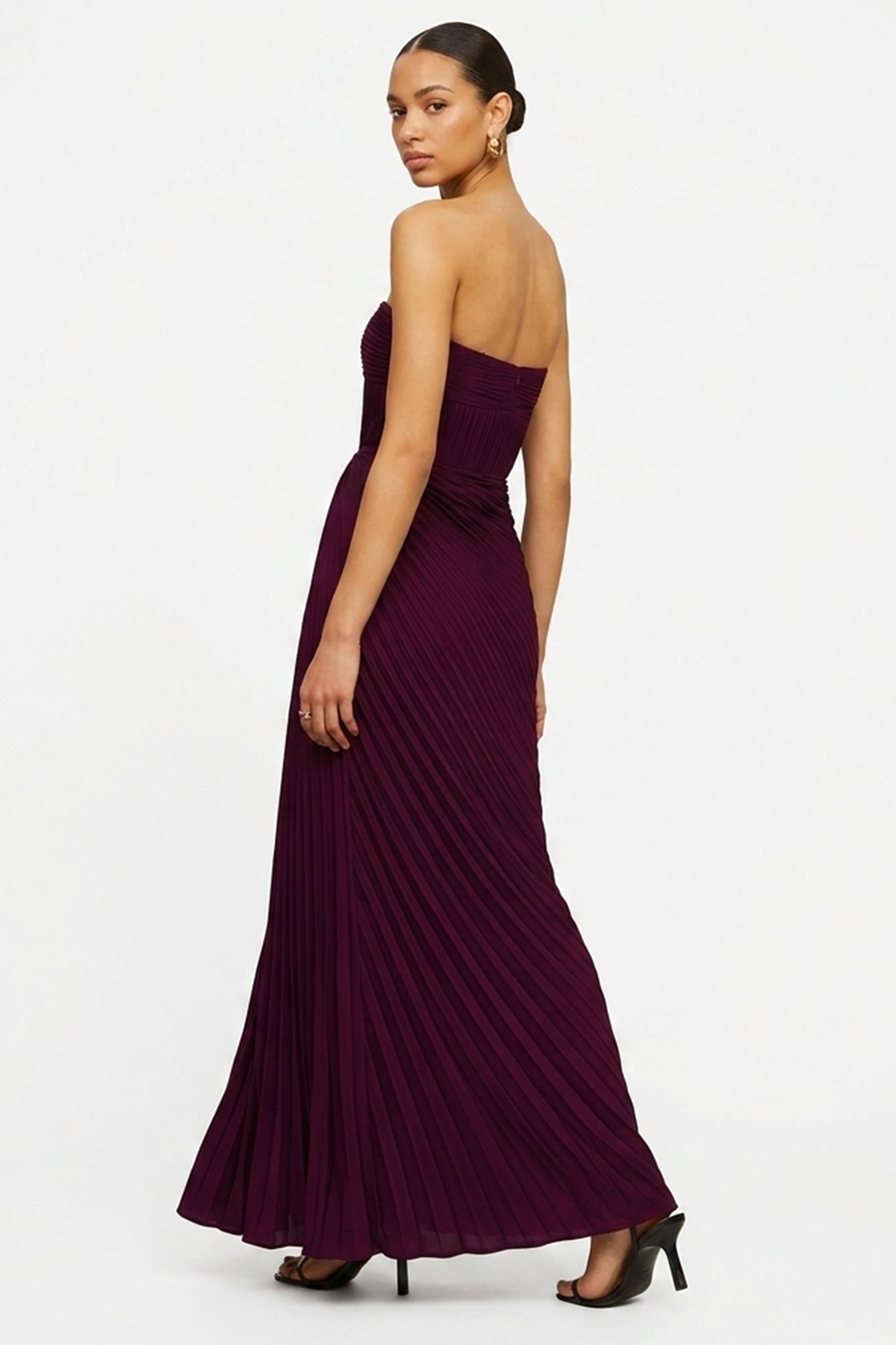 Divina Pleated Strapless Gown | JewelClues #color_wine