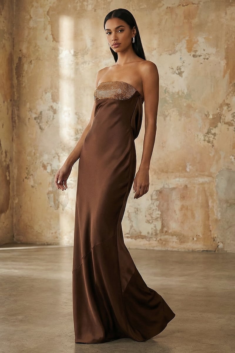 Dravite Embellished Satin Gown | JewelClues
