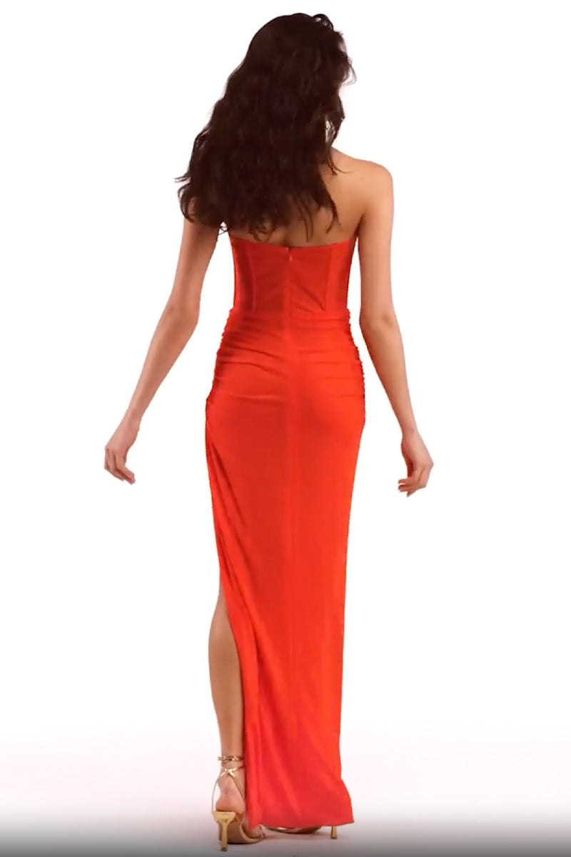 Dream Bodycon Strapless Maxi Dress | Jewelclues #color_coral