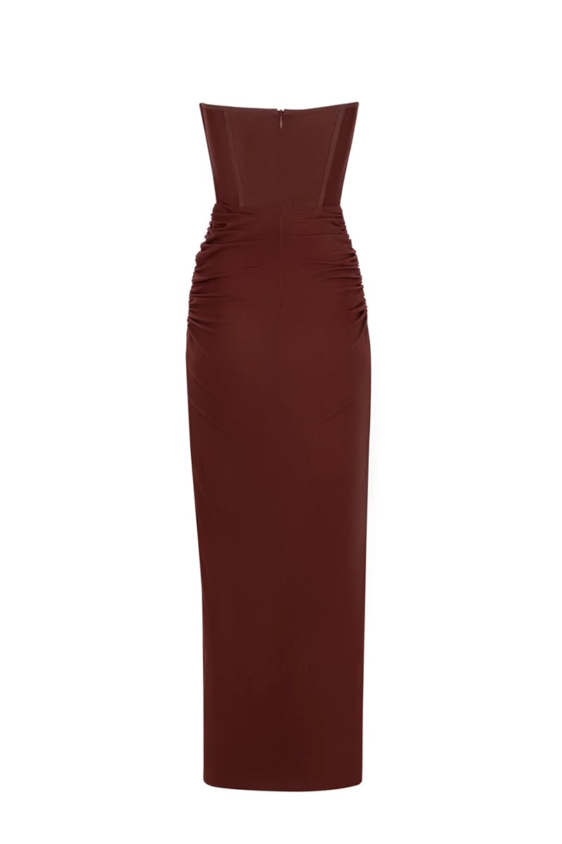 Dream Bodycon Strapless Maxi Dress | Jewelclues #color_chocolate