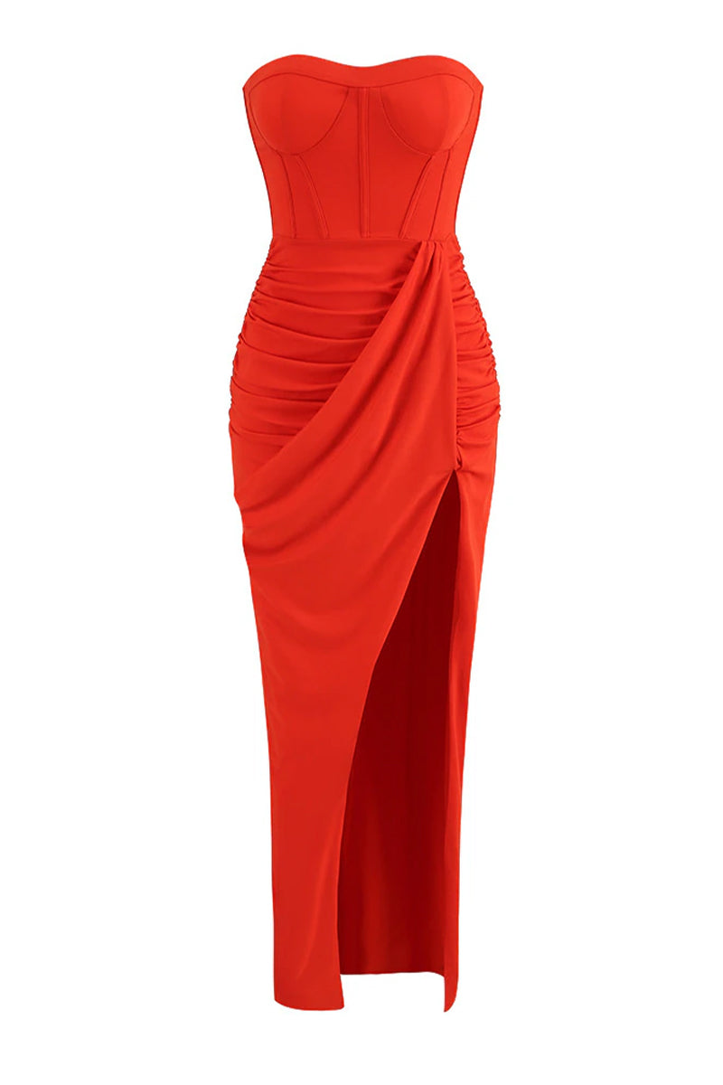Dream Bodycon Strapless Maxi Dress | Jewelclues #color_coral