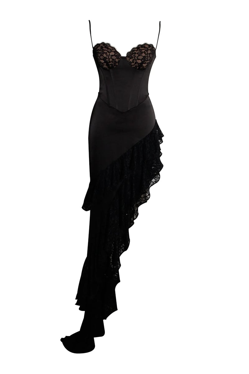 Dreamy Attraction Asymmetrical Maxi Dress | Jewelclues #color_black
