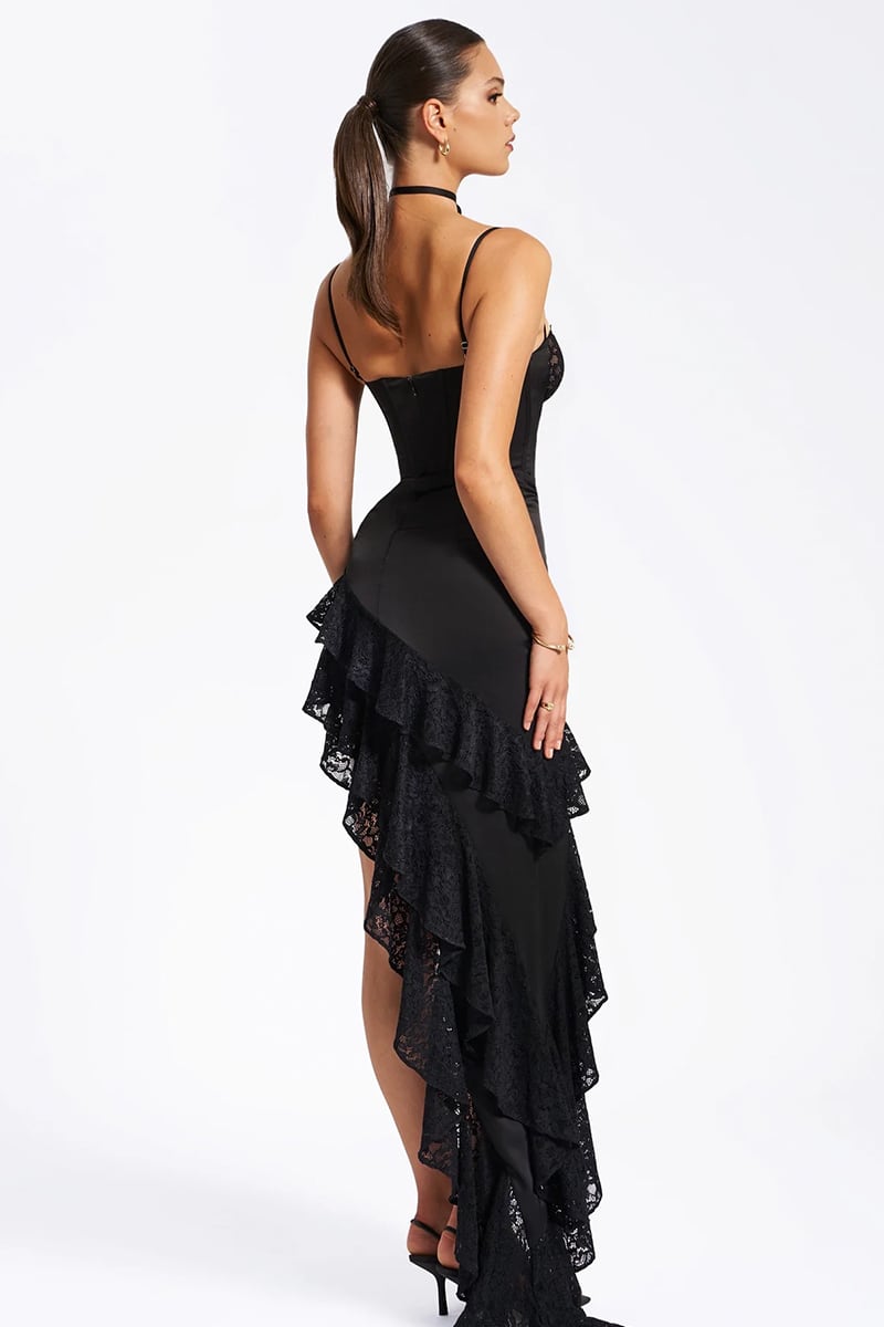 Dreamy Attraction Asymmetrical Maxi Dress | Jewelclues #color_black