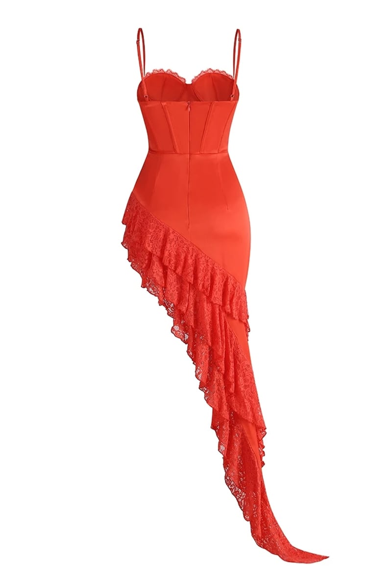 Dreamy Attraction Asymmetrical Maxi Dress | Jewelclues #color_coral