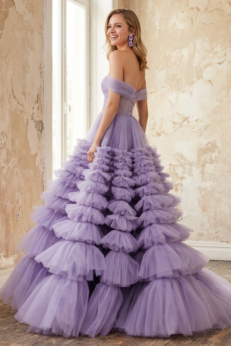 Duchess Off-The-Shoulder Tulle Ball Gown | Jewelclues