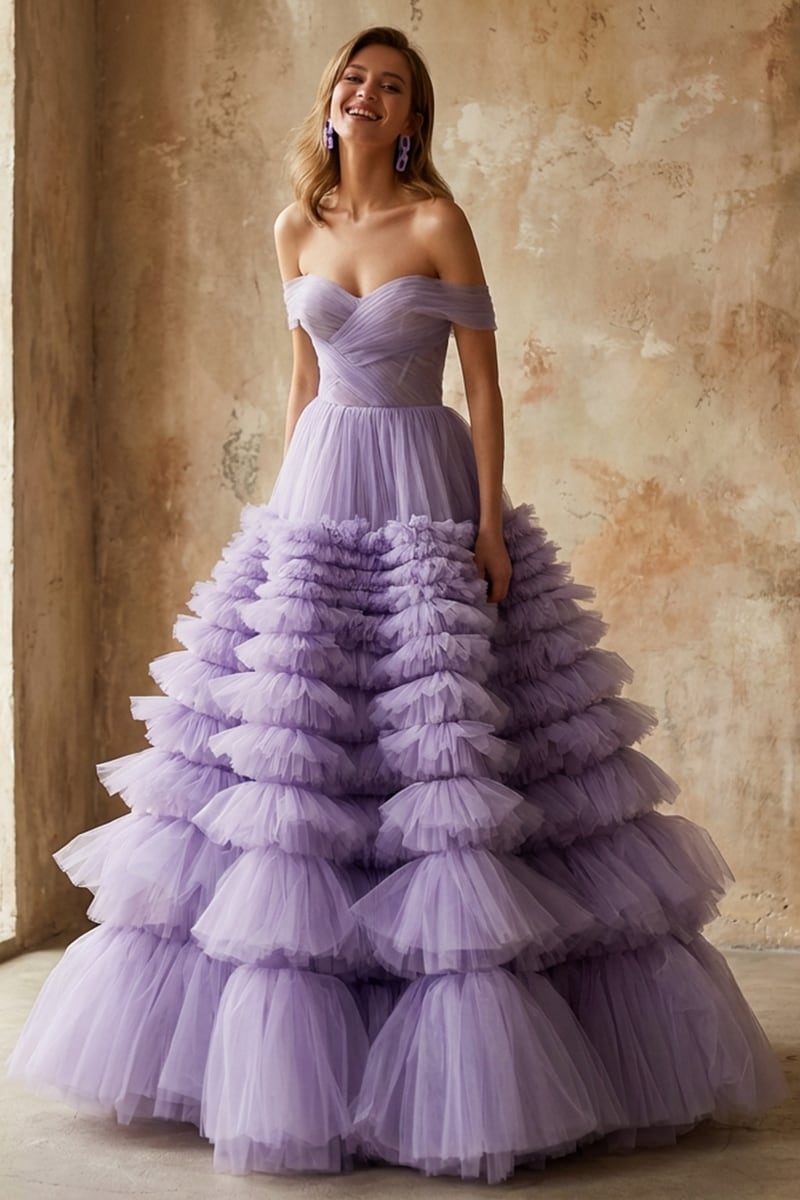 Duchess Off-The-Shoulder Tulle Ball Gown | Jewelclues