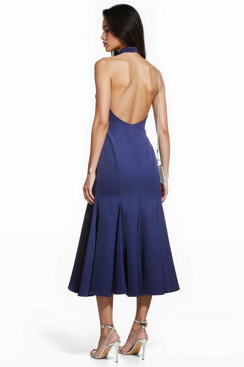 Elara High-Neck Midi Dress | Jewelclues