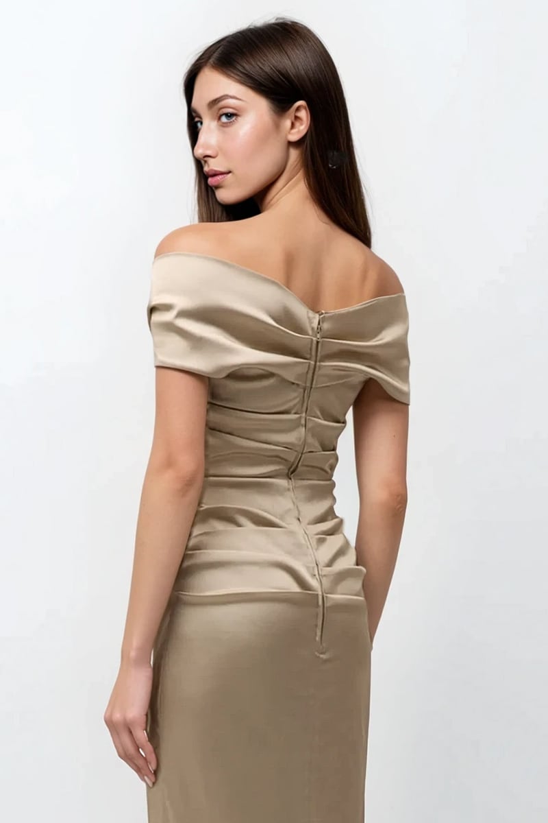 Elara Off-Shoulder Satin Gown | Jewelclues