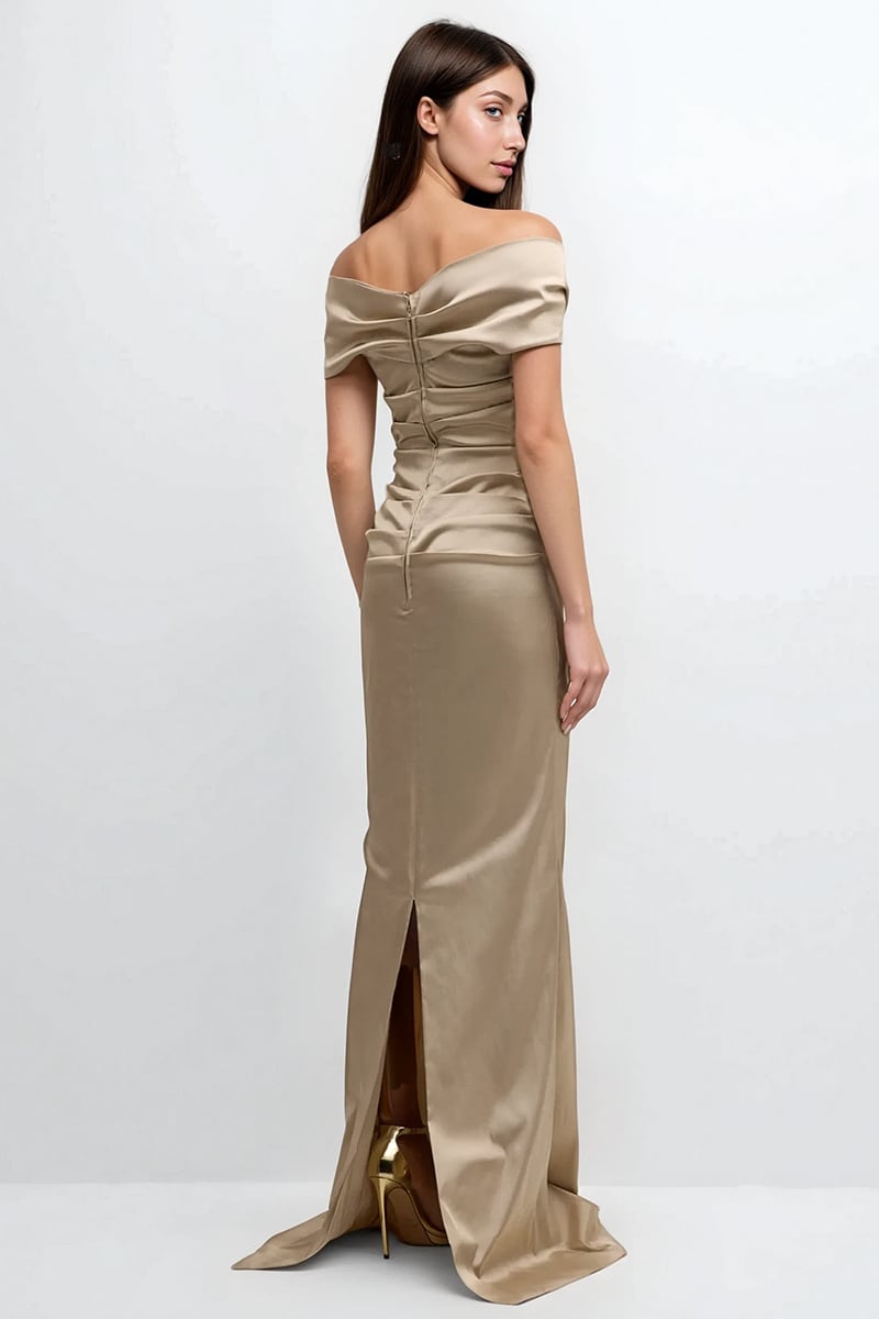 Elara Off-Shoulder Satin Gown | Jewelclues