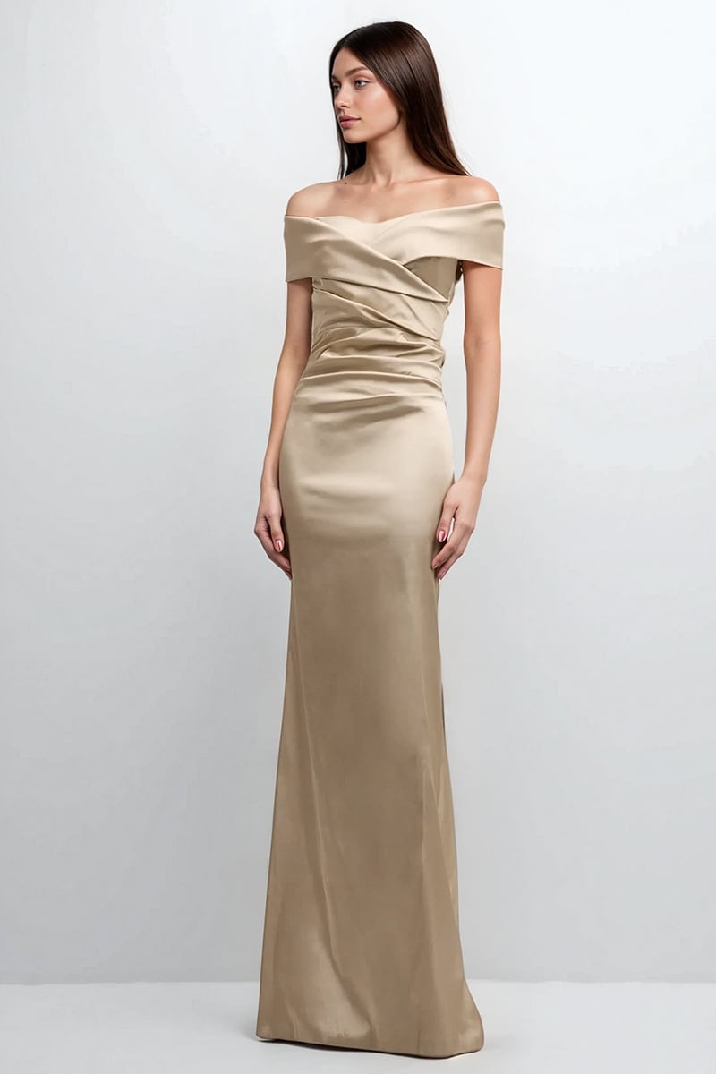 Elara Off-Shoulder Satin Gown | Jewelclues