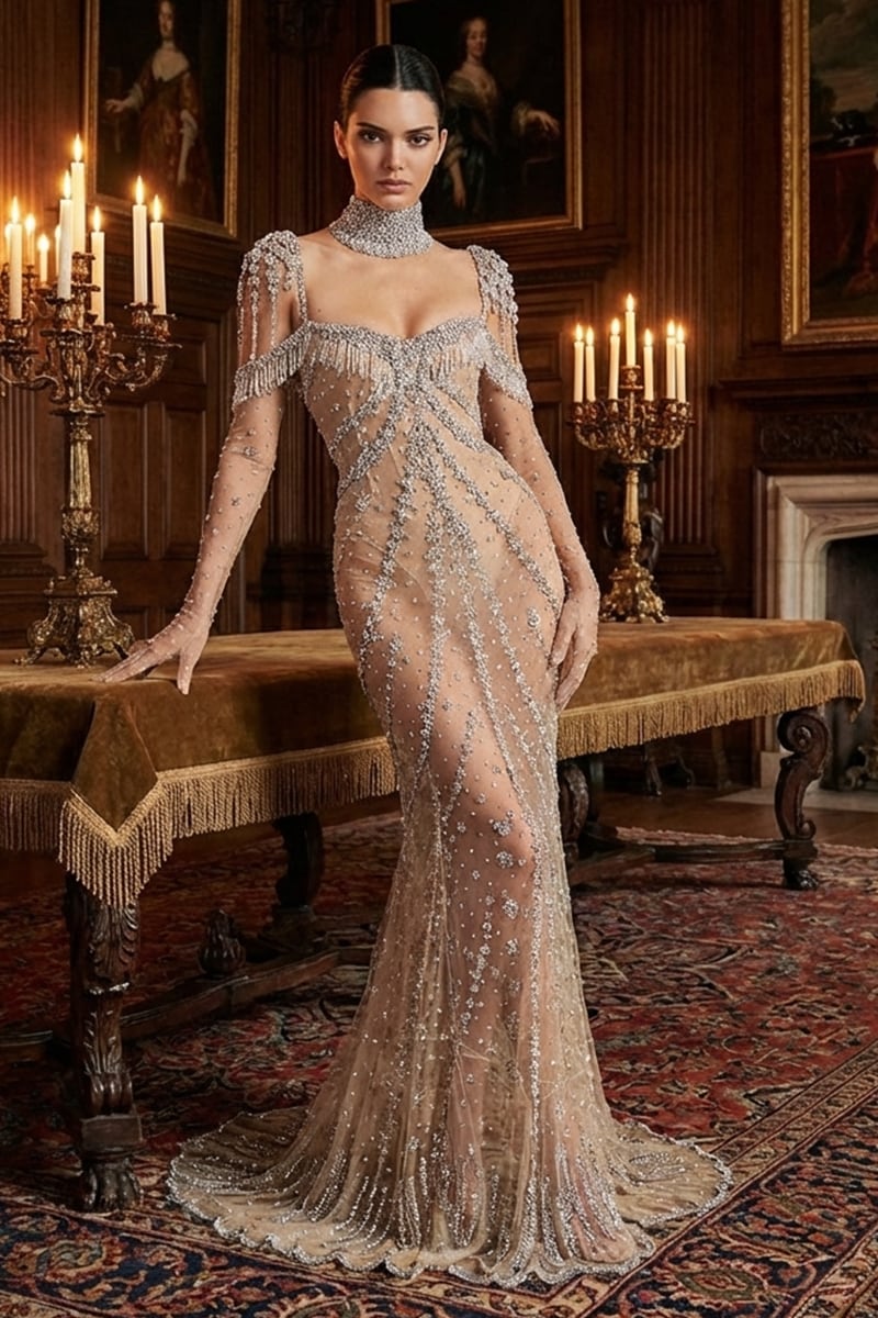 Eliza Doolittle Beaded Maxi Dress | Jewelclues | #style_see through