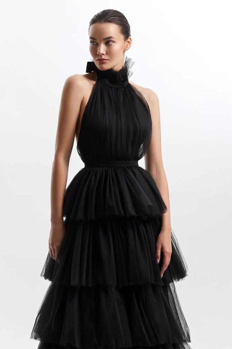 Elowen Tulle Maxi Dress | Jewelclues | #color_black
