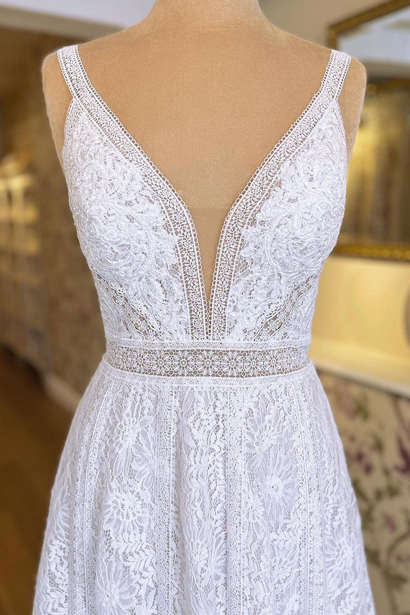 Enchanting Eternity Lace A-Line Wedding Dress | Jewelclues | #color_white
