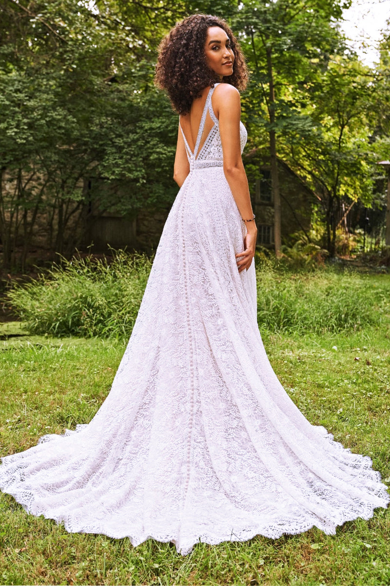 Enchanting Eternity Lace A-Line Wedding Dress | Jewelclues | #color_white