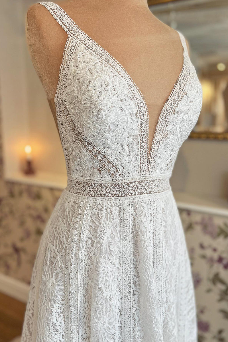 Enchanting Eternity Lace A-Line Wedding Dress | Jewelclues | #color_ivory