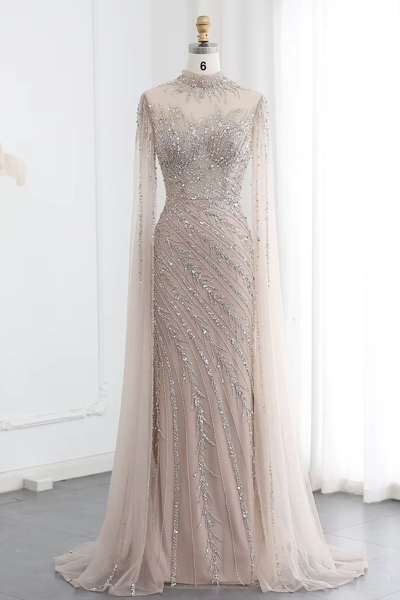 Esme Beaded Gala Gown | Jewelclues #color_nude