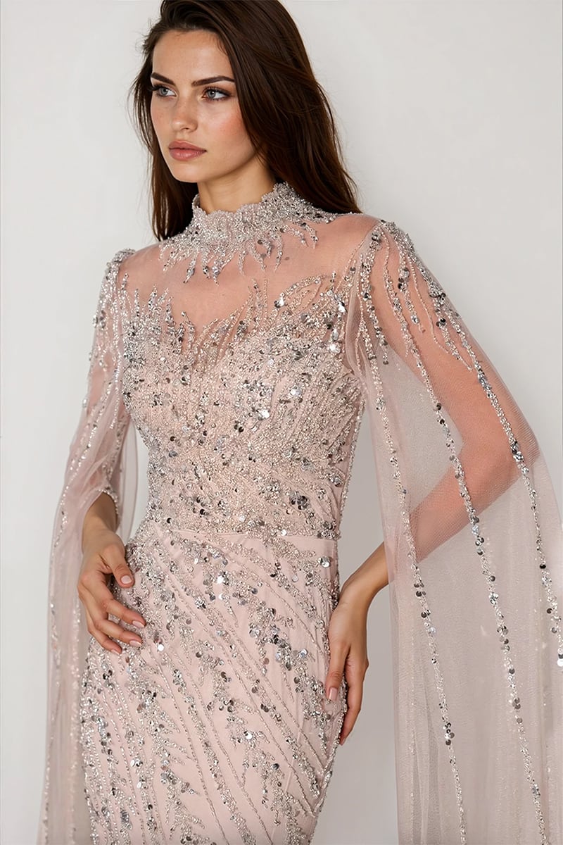 Esme Beaded Gala Gown | Jewelclues #color_nude