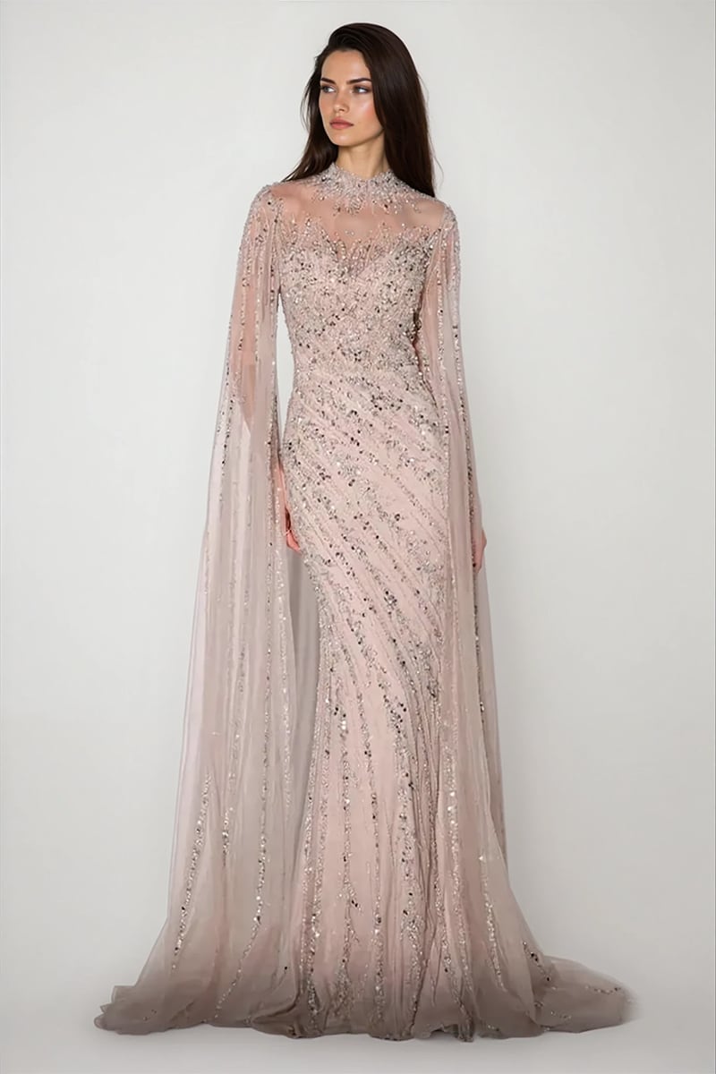 Esme Beaded Gala Gown | Jewelclues #color_nude