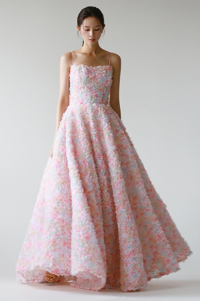 Eva 3D Floral Applique Maxi Dress | Jewelclues