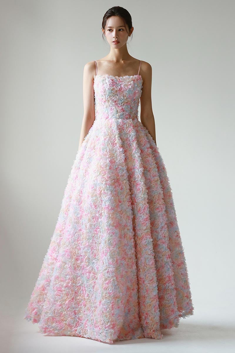 Eva 3D Floral Applique Maxi Dress | Jewelclues