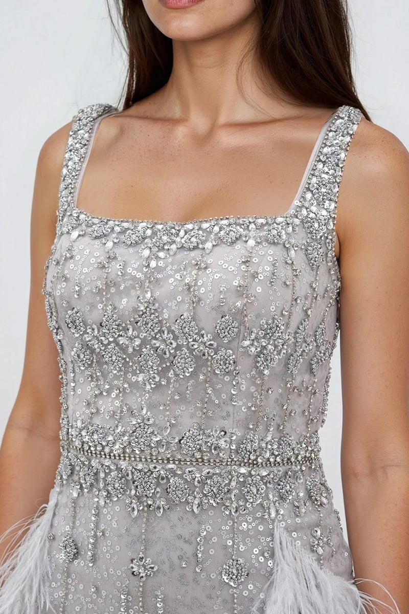 Evangeline Crystal Beaded Couture Gown | Jewelclues